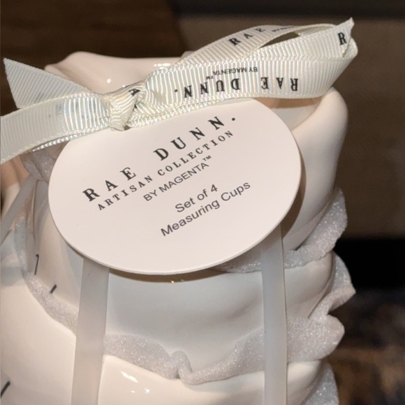 NWT Rae Dunn Artisan Magenta White Kitchen Ceramic Measuring Cups 4 PC Set - Picture 3 of 7